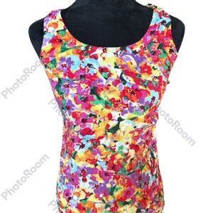 EUC CABI Multicolor Floral Tank Top. Chest 17". L 25"